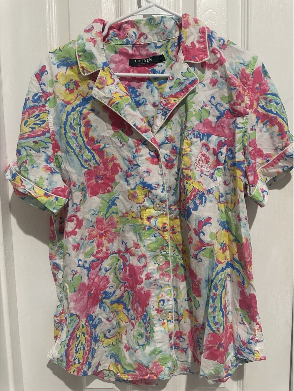 Lauren Ralph (Black Label) Pajama Set Womens XL Floral Short Sleeve Set